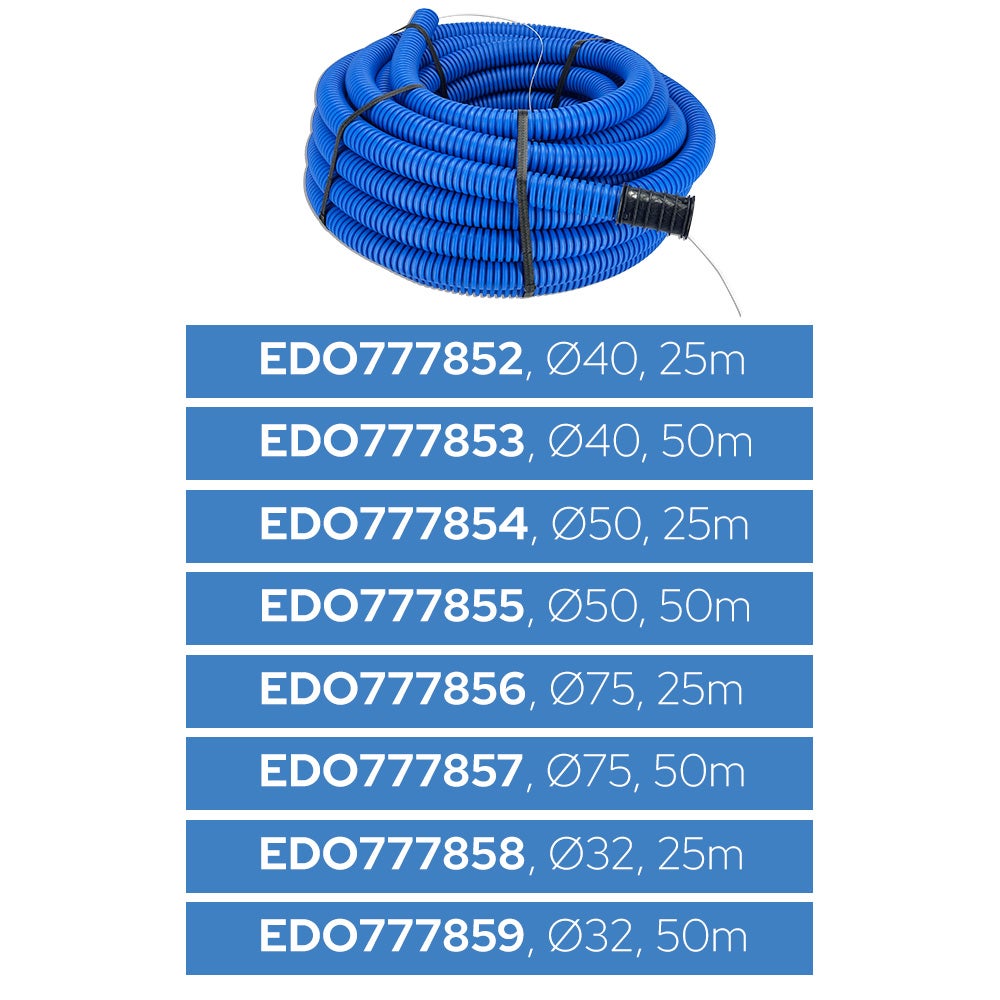 Gaine TPC Ø50 25m double paroi avec tire-fil et manchon pour pose enterrée 450N bleu EDO - 5