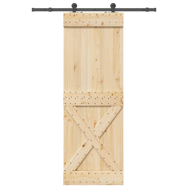 vidaXL Porte coulissante et kit de quincaillerie 80x210 cm pin vidaXL Porte coulissante et kit de quincaillerie 80x210 cm pin