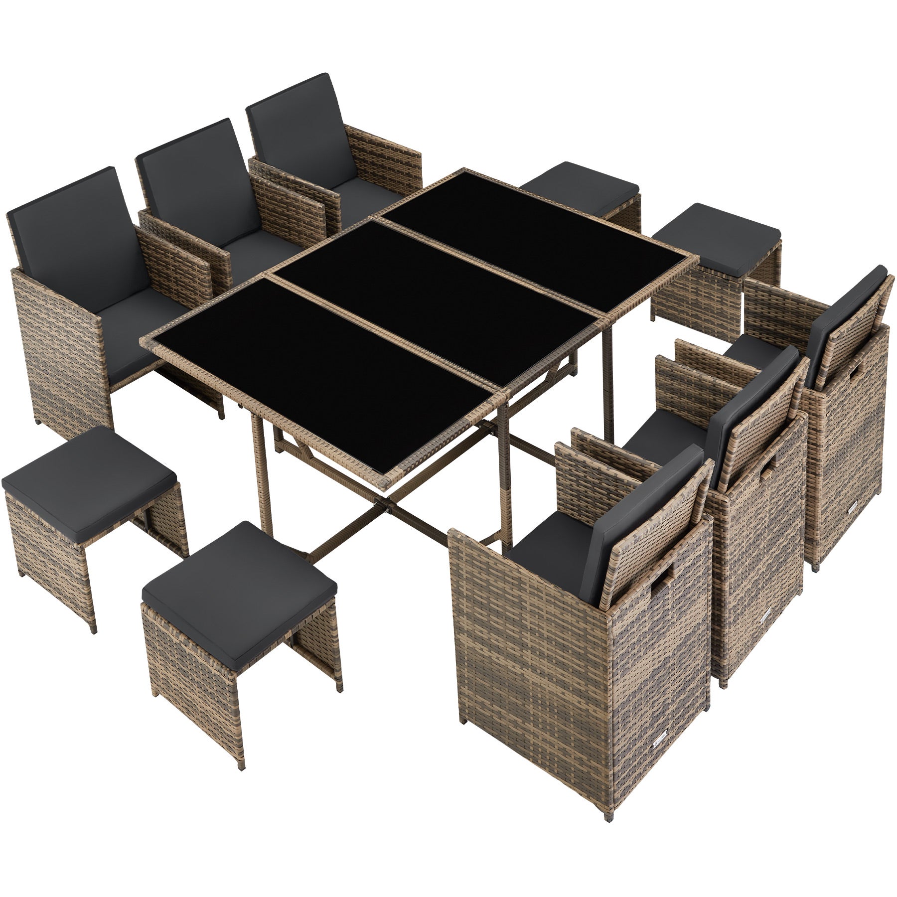 Salon de jardin en résine tressée et acier 10 places résistant aux UV avec housse de protection TECTAKE - 5