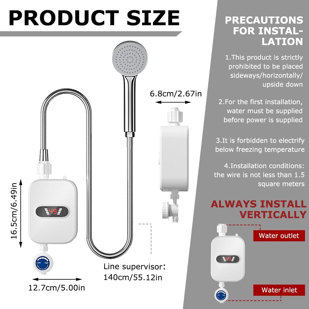 Chauffe Eau 5l Petit Chauffe-eau Instantané Avec Pomme De Douche 5000 W Salle De Bain Chauffe Eau 5 Litres