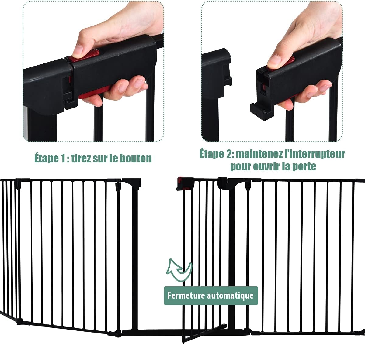 Cancello di Sicurezza per Bambini, Cancelletto di Metallo per Animali Domestici, Cancello Regolabile con Porta Apribile, Barriera per Bambini - 4