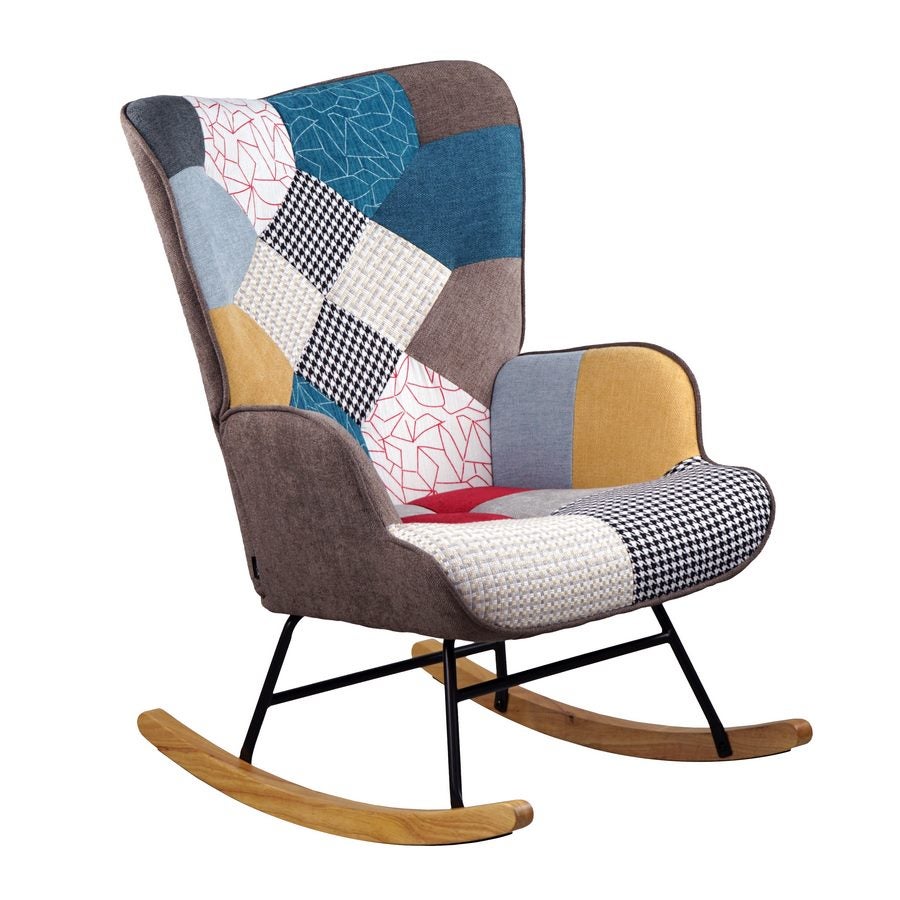 Rocking chair avec accoudoirs patchwork en tissu 75x96x68 cm | Leroy Merlin
