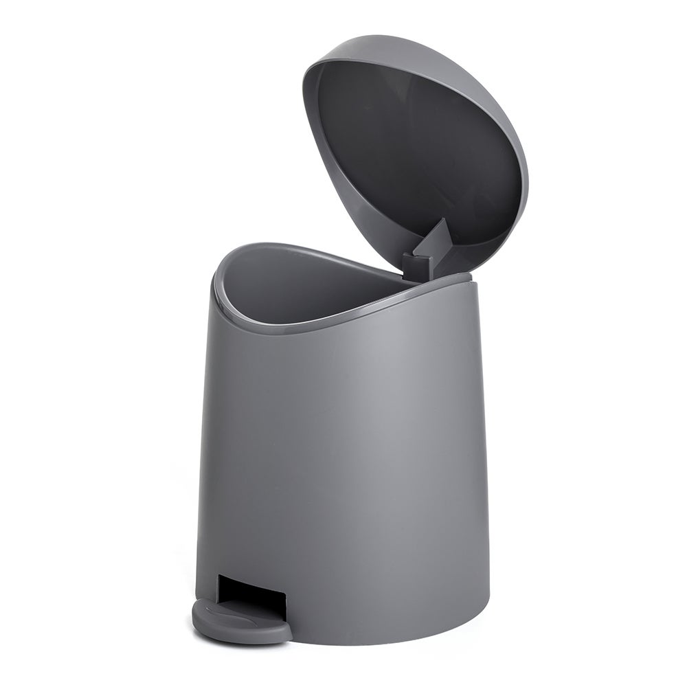 Poubelle de salle de bain en plastique gris mat 3 litres avec pédale - 2