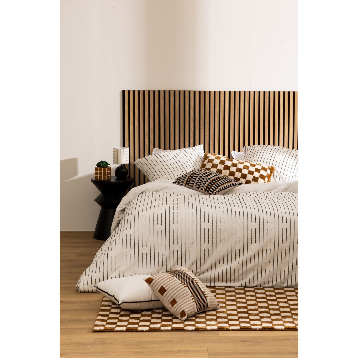 Lot de 4 panneaux décoratifs tasseaux de bois COLVA - Marron foncé - 2