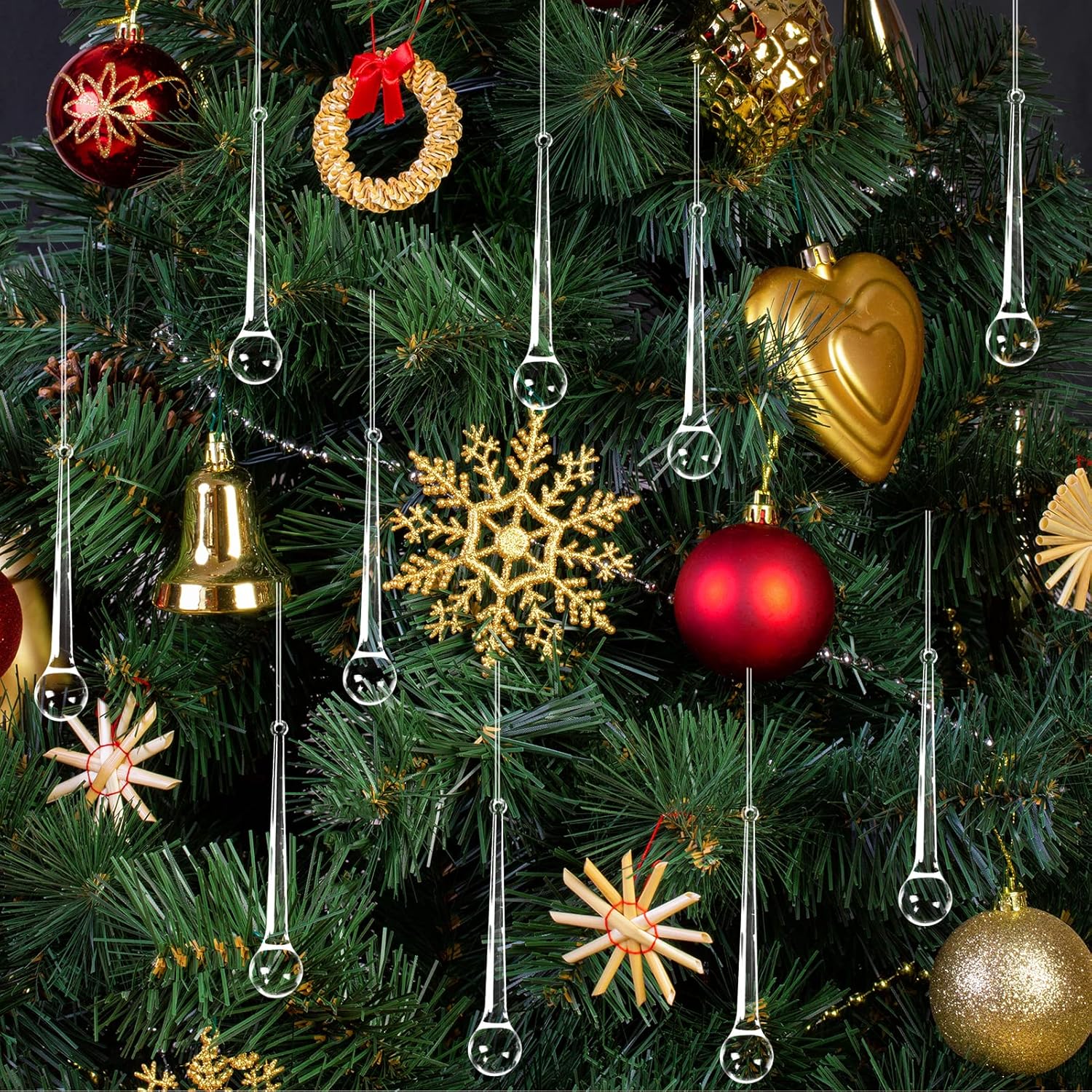 40 peças de decoração para árvore de Natal, pingente de gota de sorvete, decorações de acrílico para árvore de Natal, pingente - 5