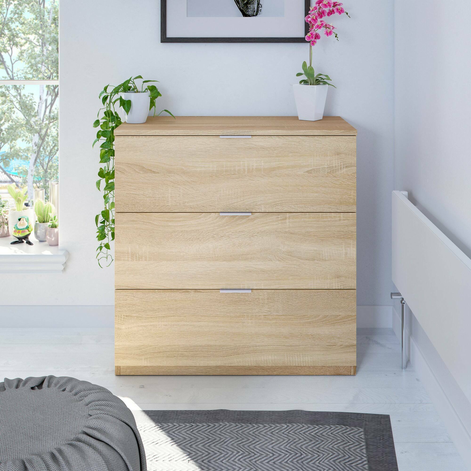 Commode Whittier, Commode de chambre à coucher, Commode avec 3 tiroirs ...