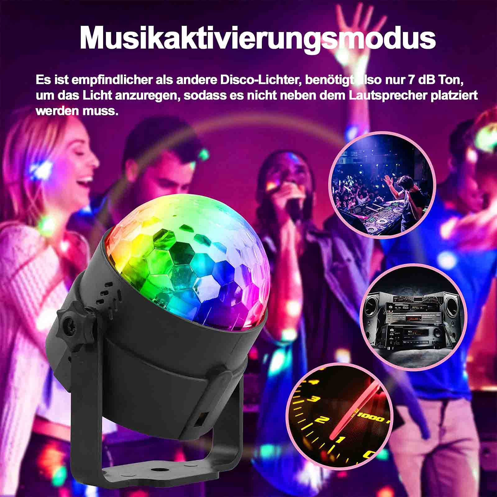 Boule Disco, LED Party Lights Contrôle de la musique DJ Rotatives Lampes de scène 3W RGB avec télécommande pour la maison, les fêtes d'anniversaire - 2