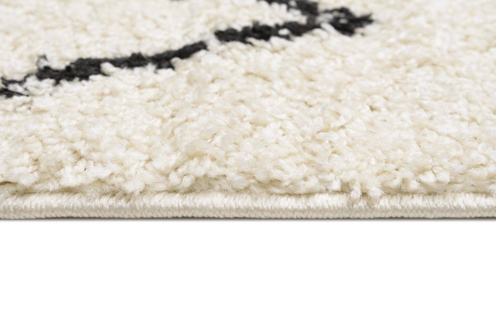 TAPISO Delhi Tapis de Salon Séjour Chambre Enfant Crème Noir Losanges Shaggy Super Doux Poils Longs 60 x 100 cm - 5