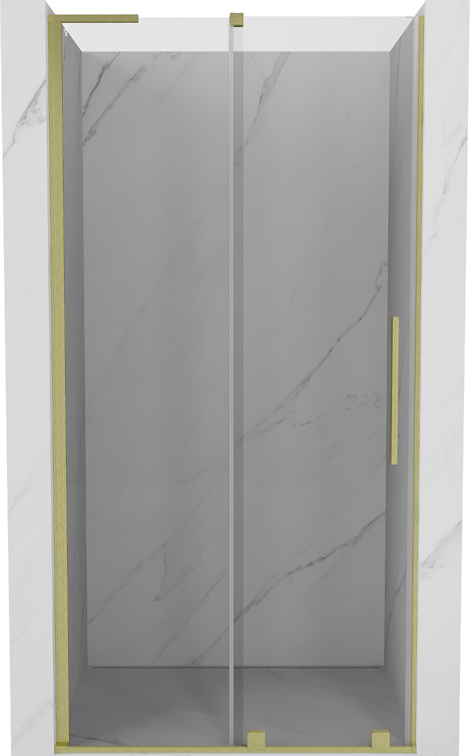 Mexen Velar L drzwi prysznicowe rozsuwane 110 cm, transparent, złote szczotkowane - 871-110-003-01-55