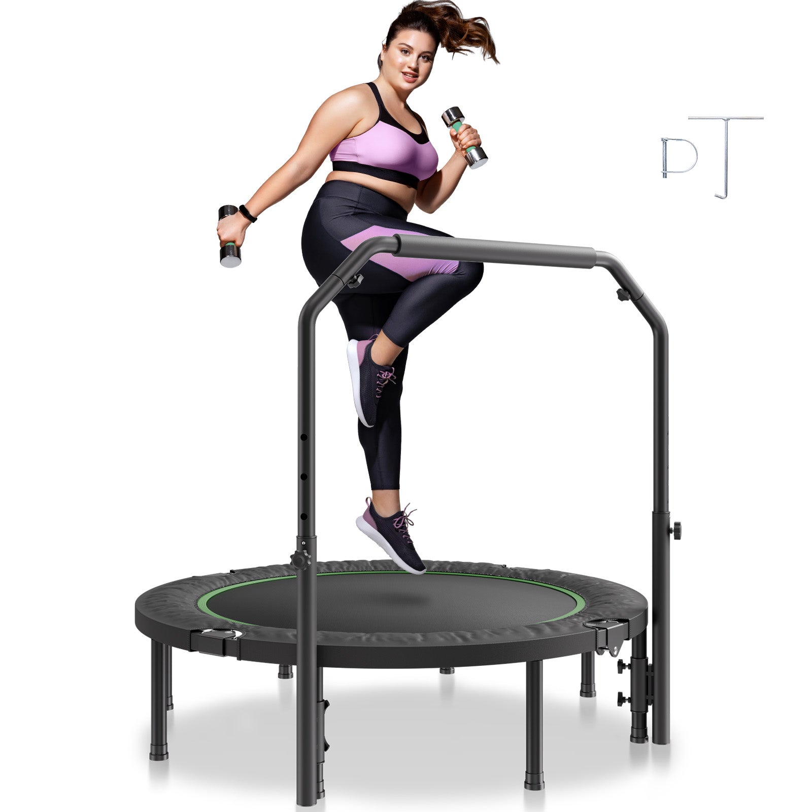 Mini Fitness Trampolina Treningowa Trampolina Dorośli 132 cm 205 kg Składana VEVOR