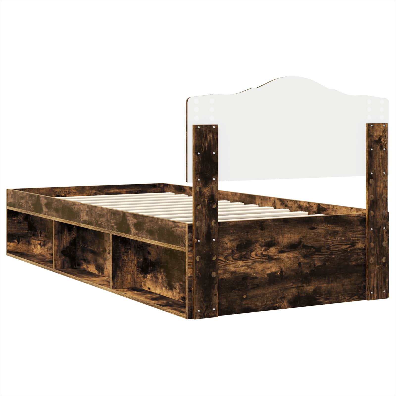 Cadre de lit chêne fumé 90 x 190 cm en bois de pin massif - 9