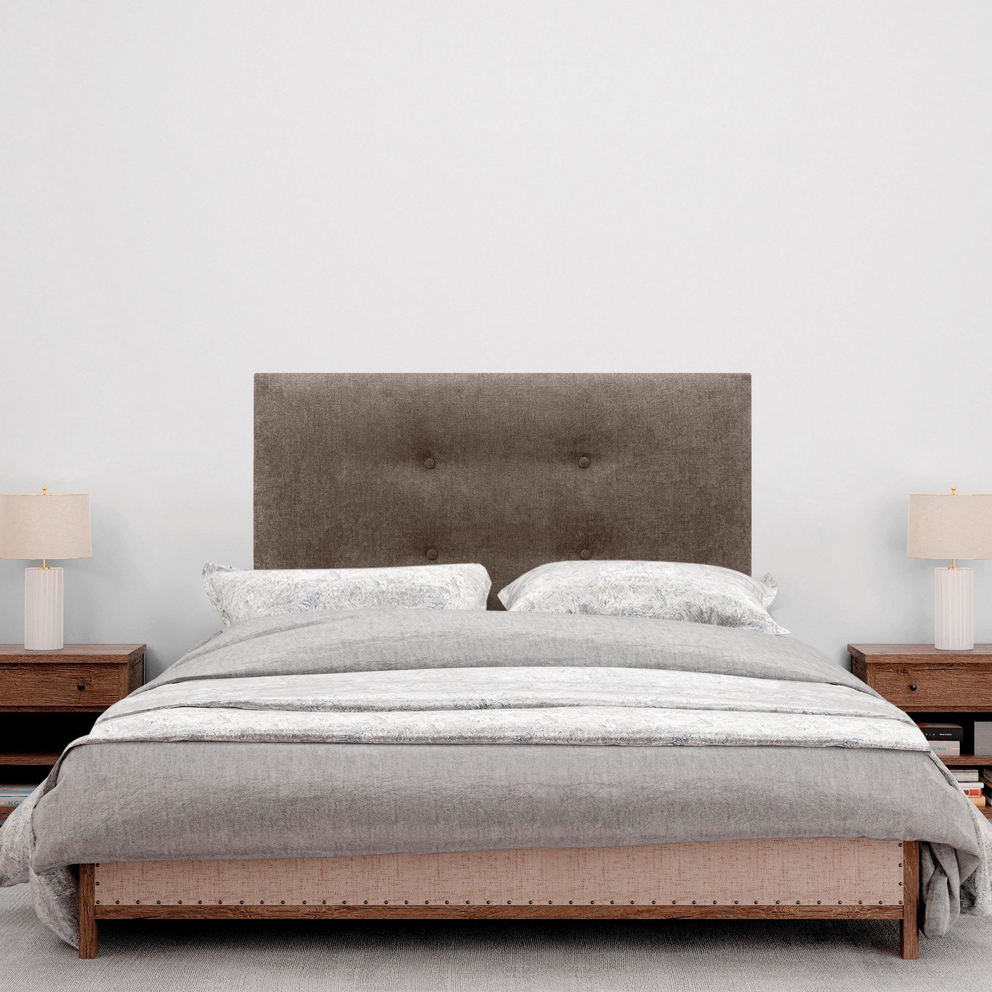 DHOME Cabecero de Tela AQUALINE Pro con 2 hileras de Botones Cabezal tapizado Cama Lujo (Marrón, 95cm) - 4