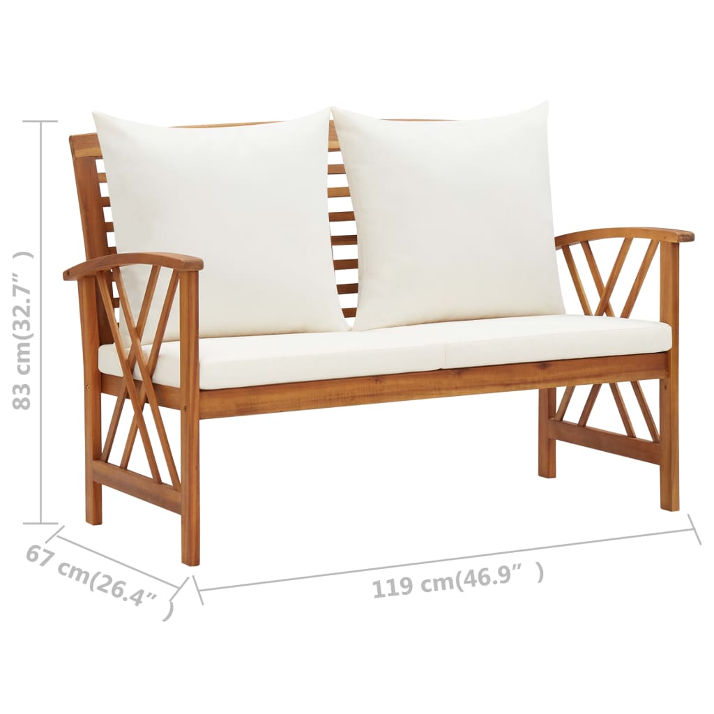 Maison Exclusive - Salon de jardin 2 pcs avec coussins bois d'acacia solide - 9