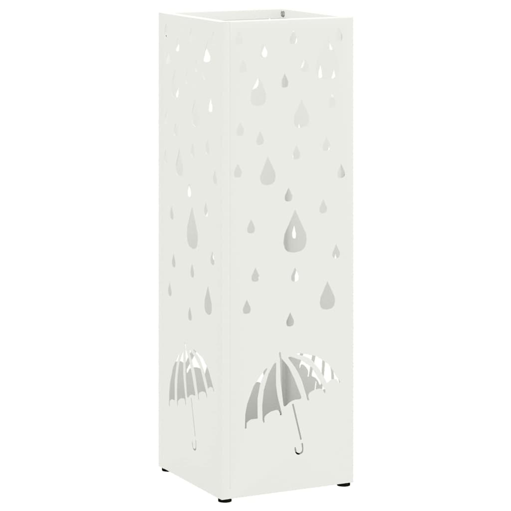 Porte-parapluie blanc 15,5 x 15,5 x 49 cm acier - 2