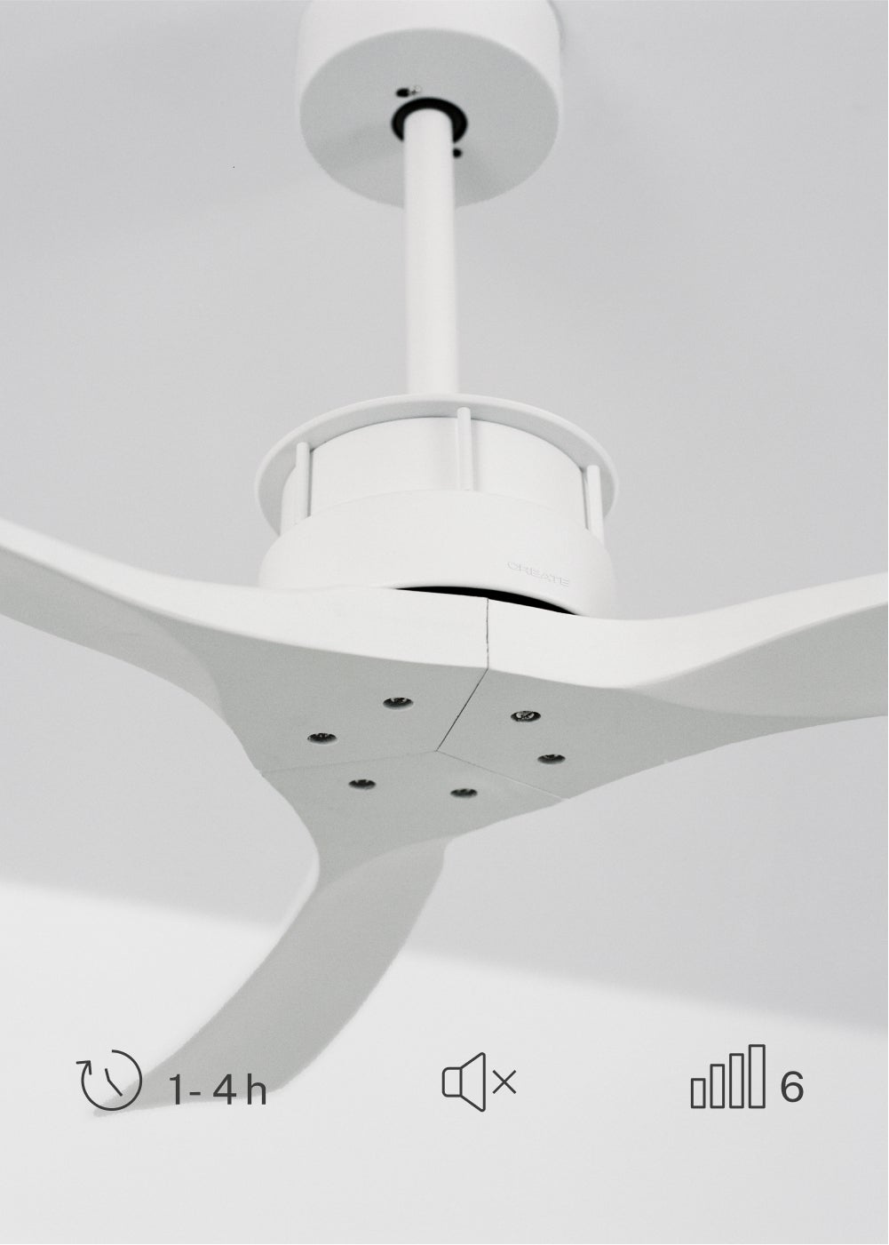 WIND LARGE DC - Ventilateur de Plafond 40W Silencieux XL Ø152 cm - Sans Lumière et Sans WIFI - 5