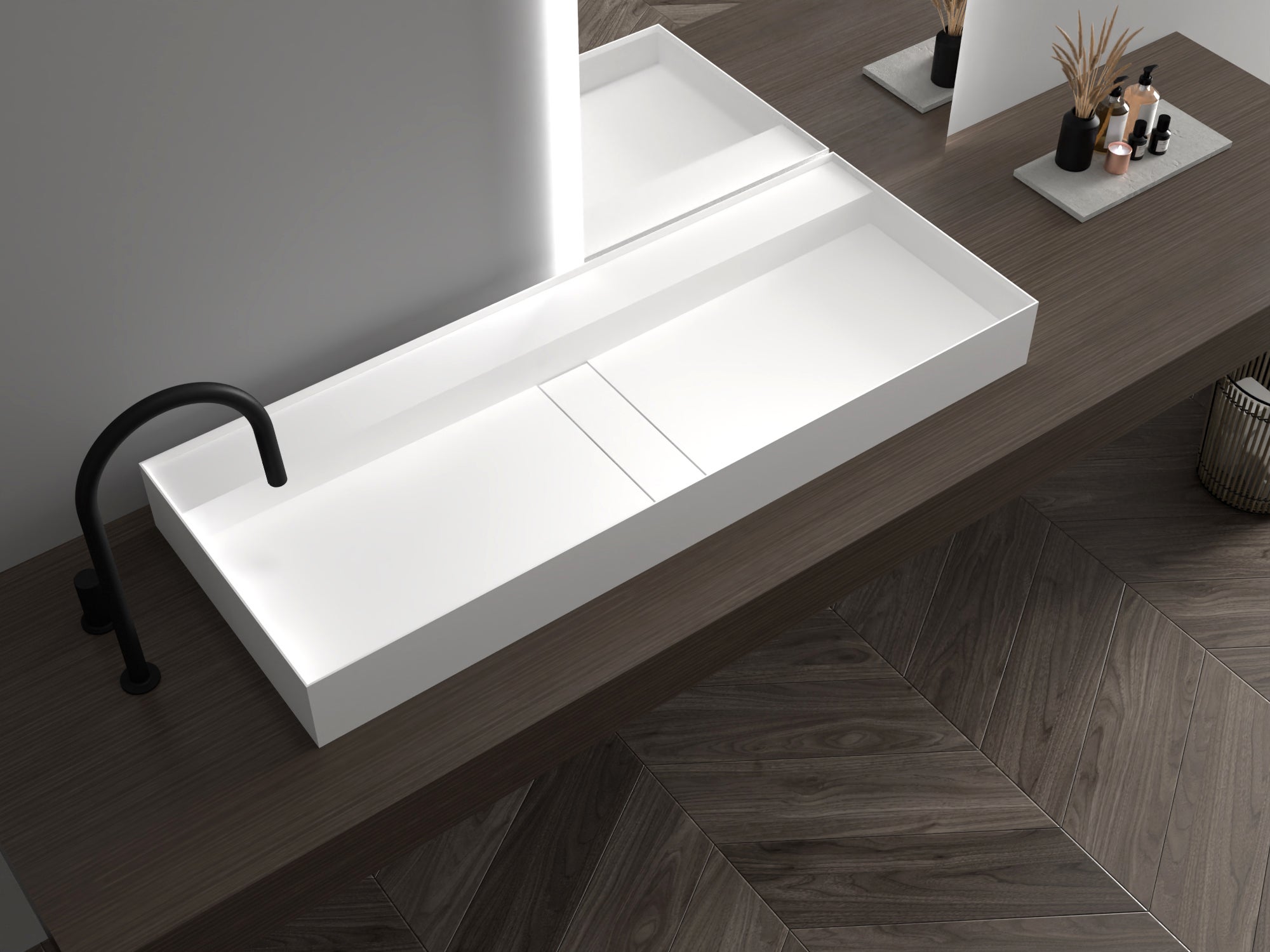 Bernstein Umywalka ścienna/nablatowa TWG211 odlew mineralny - biały mat - 120 cm