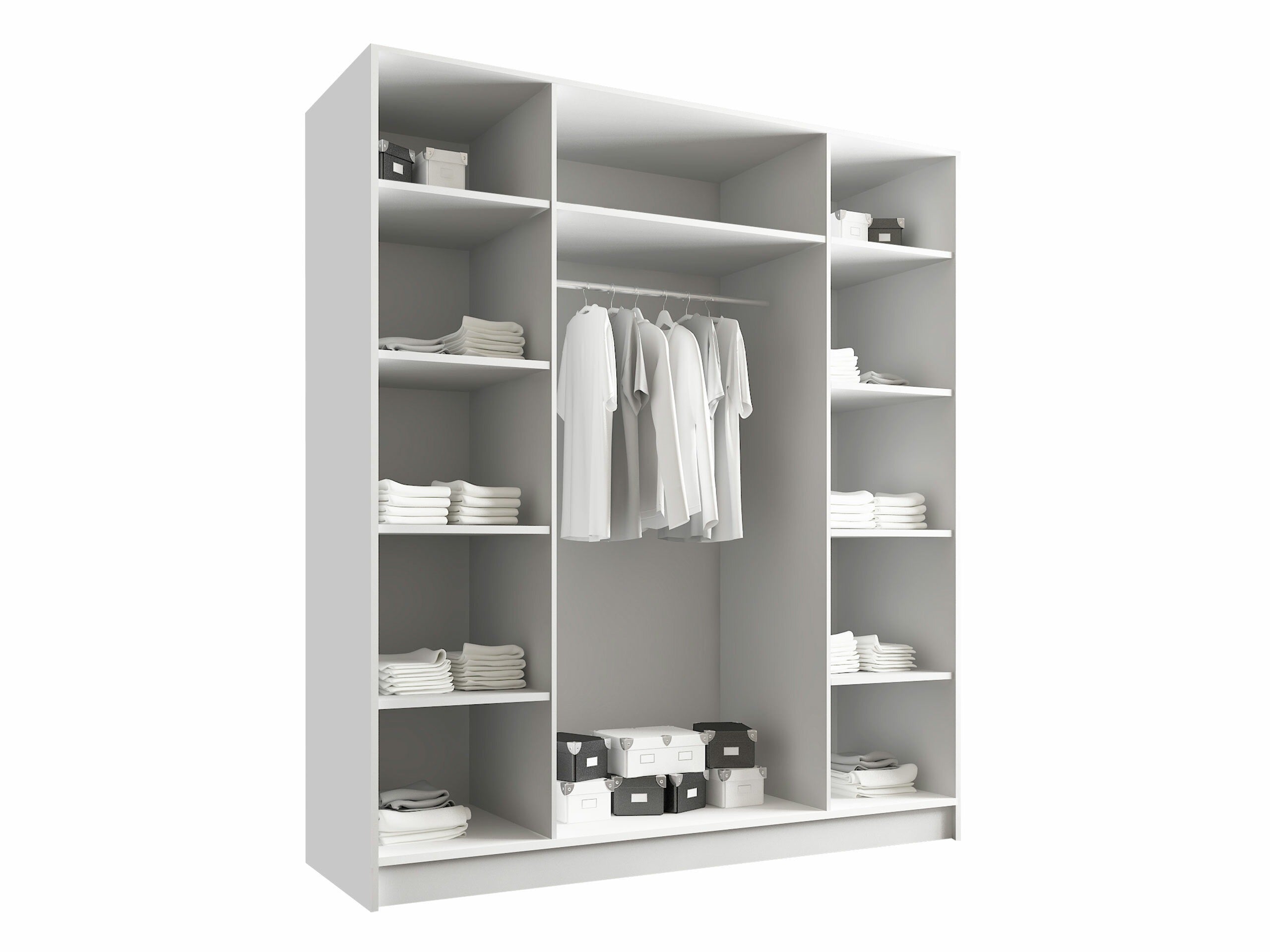 Armoire Closico Navor I, Noir, Noyer, 215x200x58cm, Portes d'armoire: Avec des charnières - 3
