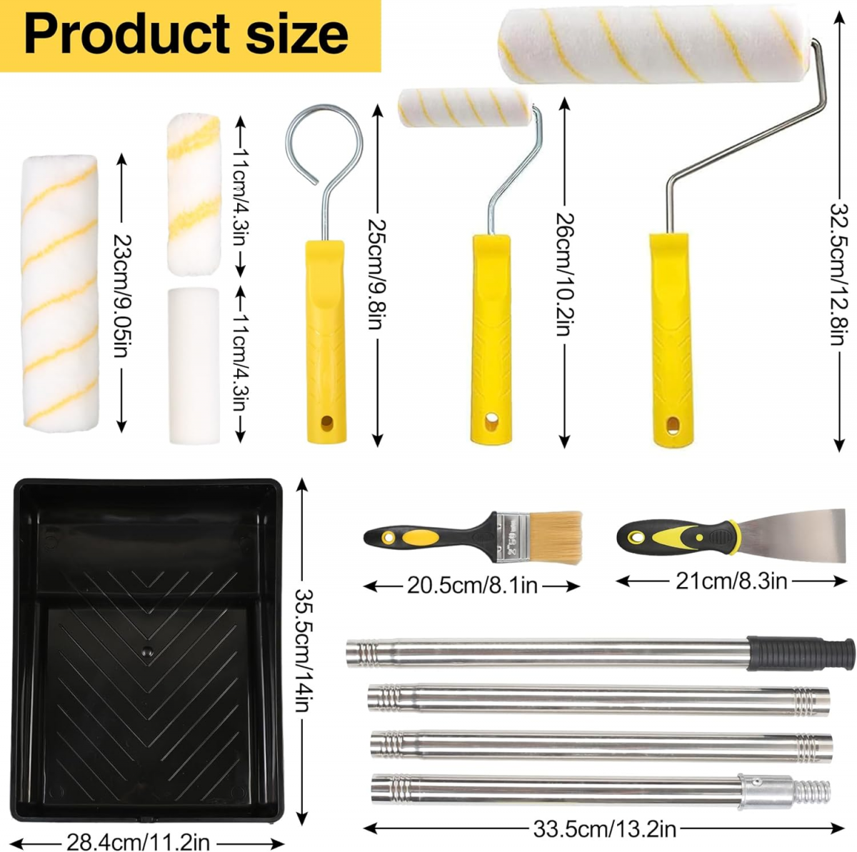 Kit De 4 Mini Rouleaux à Peinture 100 Mm + Accessoires – 9 Pièces Rolson Tools, Parfait Pour Les Petites Surfaces