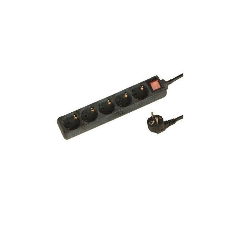 Base múltiple negra con 5 enchufes e interruptor 1.5 m de cable GSC ...