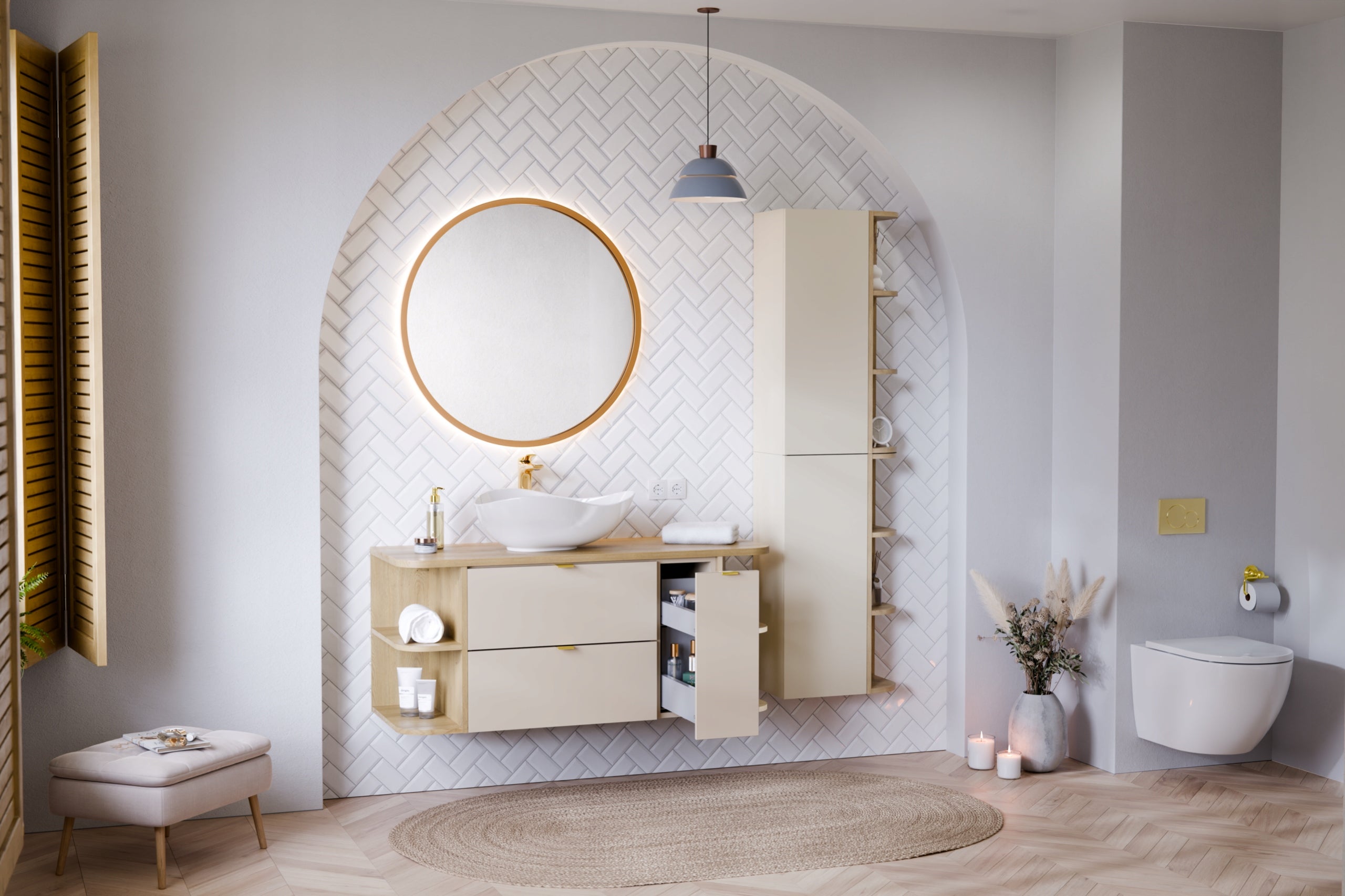 Colonna murale aperta da bagno DALIA rovere Cremona – 20 × 80 cm - 6
