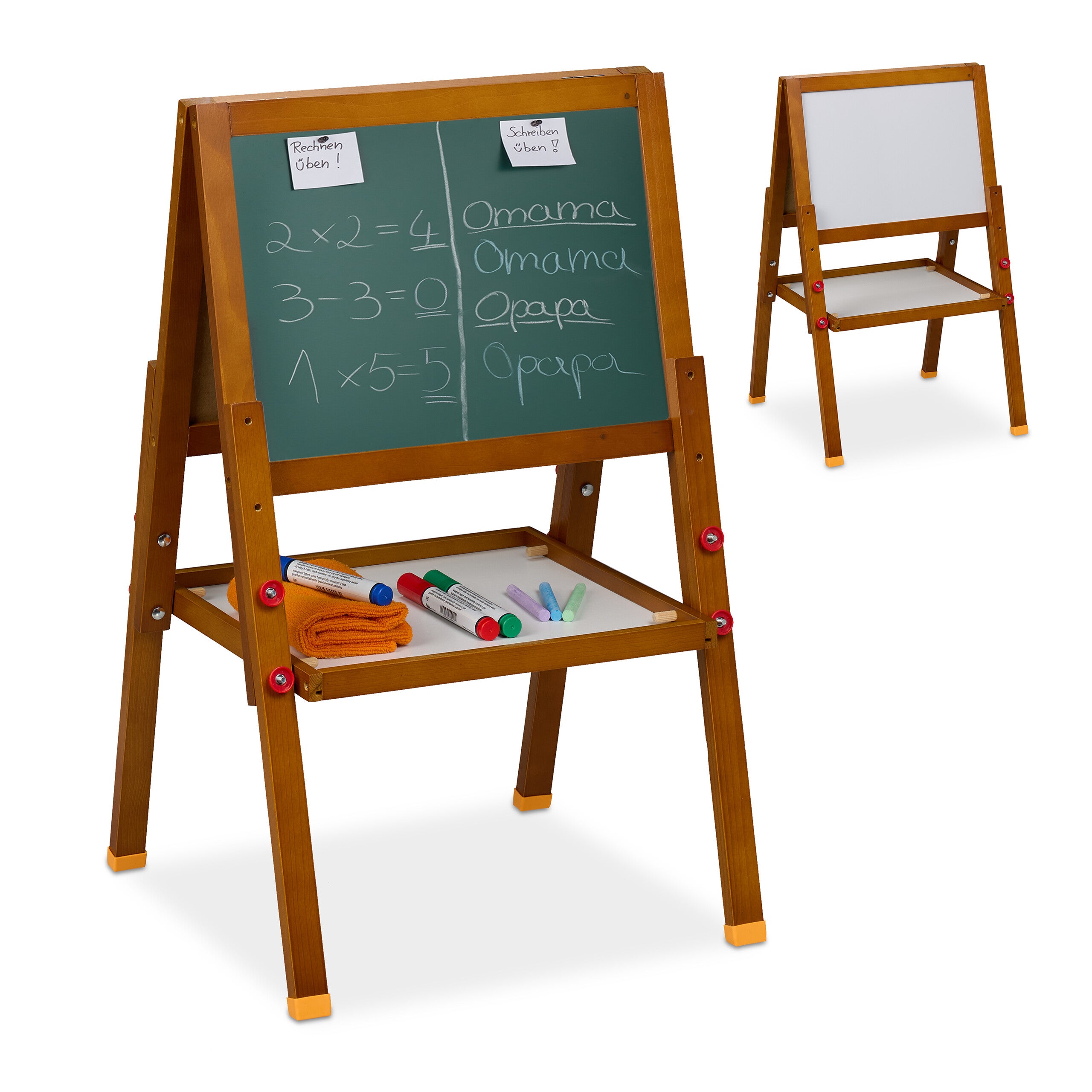 Relaxdays Tableau Magnétique Enfant Double Face – Noir & Blanc, Hauteur Réglable 65-77 Cm, Idéal Pour Dessin Et Apprentissage, Bois Marron