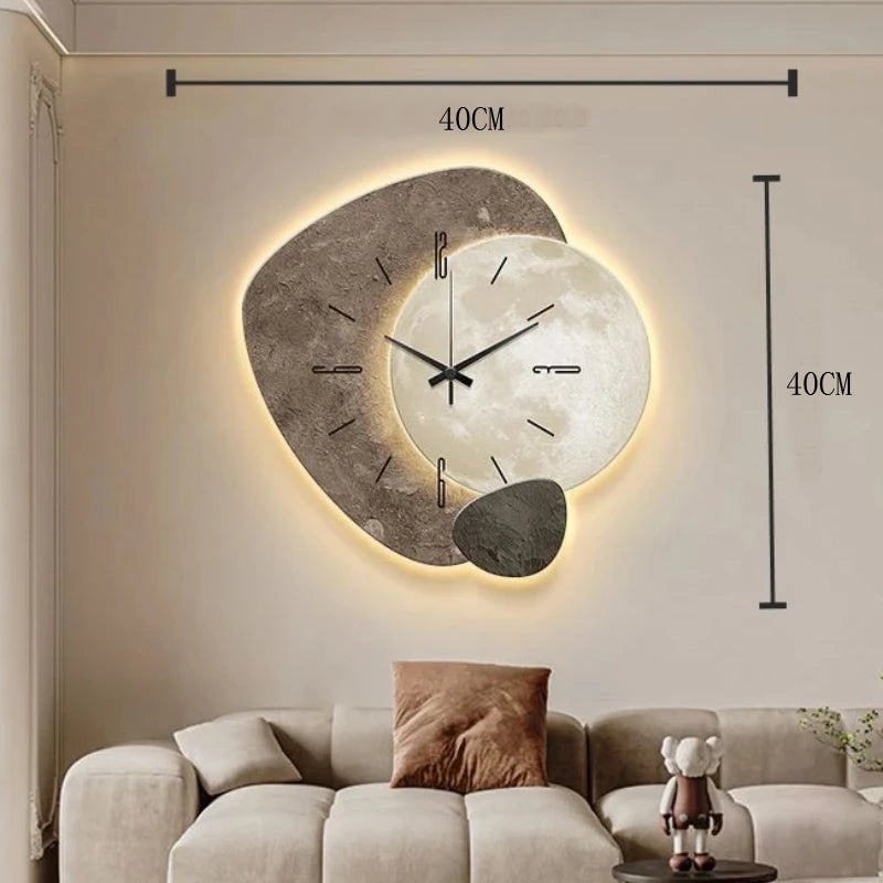 Horloge murale silencieuse et minimaliste moderne ZAEWRY, en bois, idéale pour la salle à manger ou le bureau, 40 cm - 2