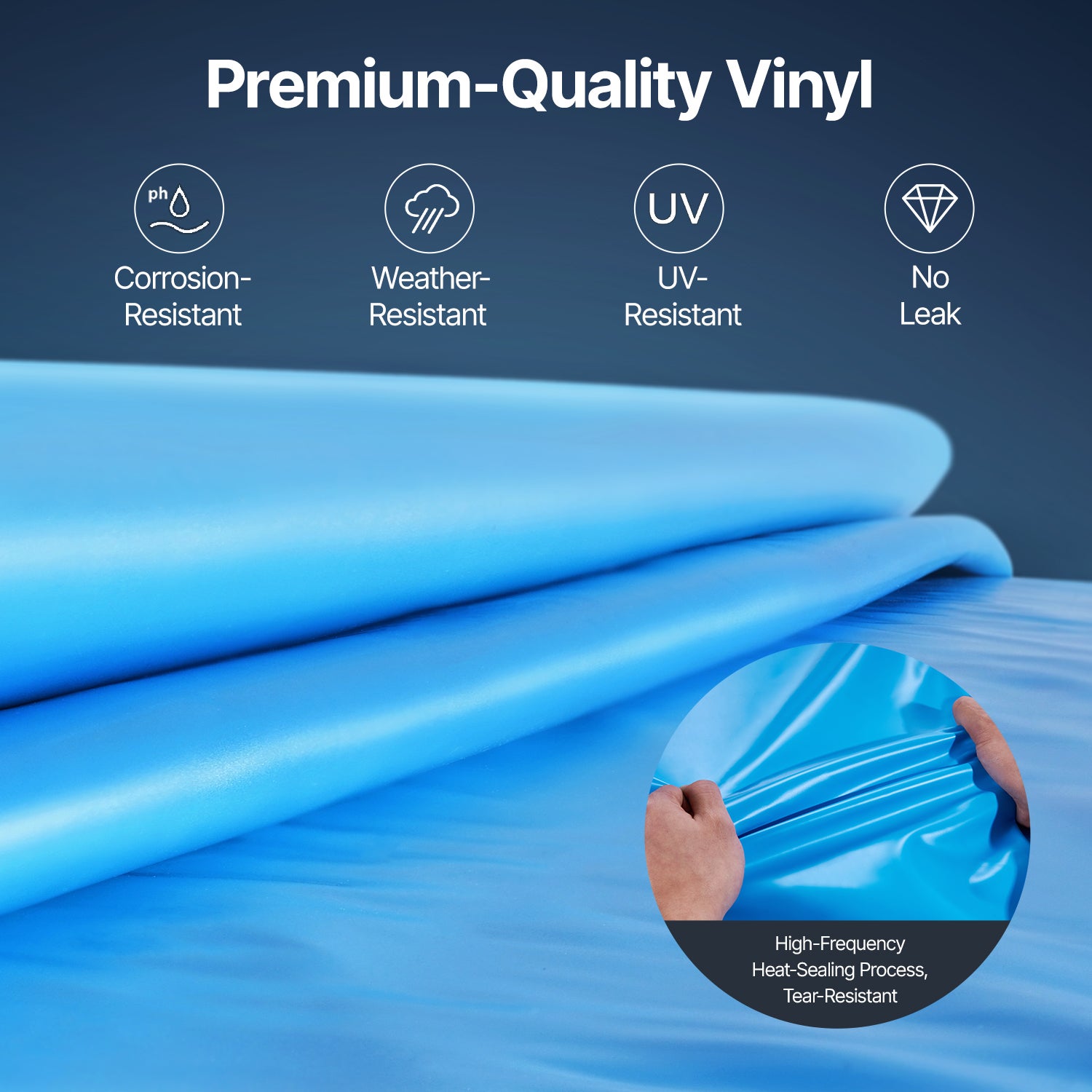 Revêtement piscine,SucceBuy revêtement piscine rond 18 pieds,calibre standard,vinyle durable,style chevauchement,pour 52 pouces hauteur paroi - 7