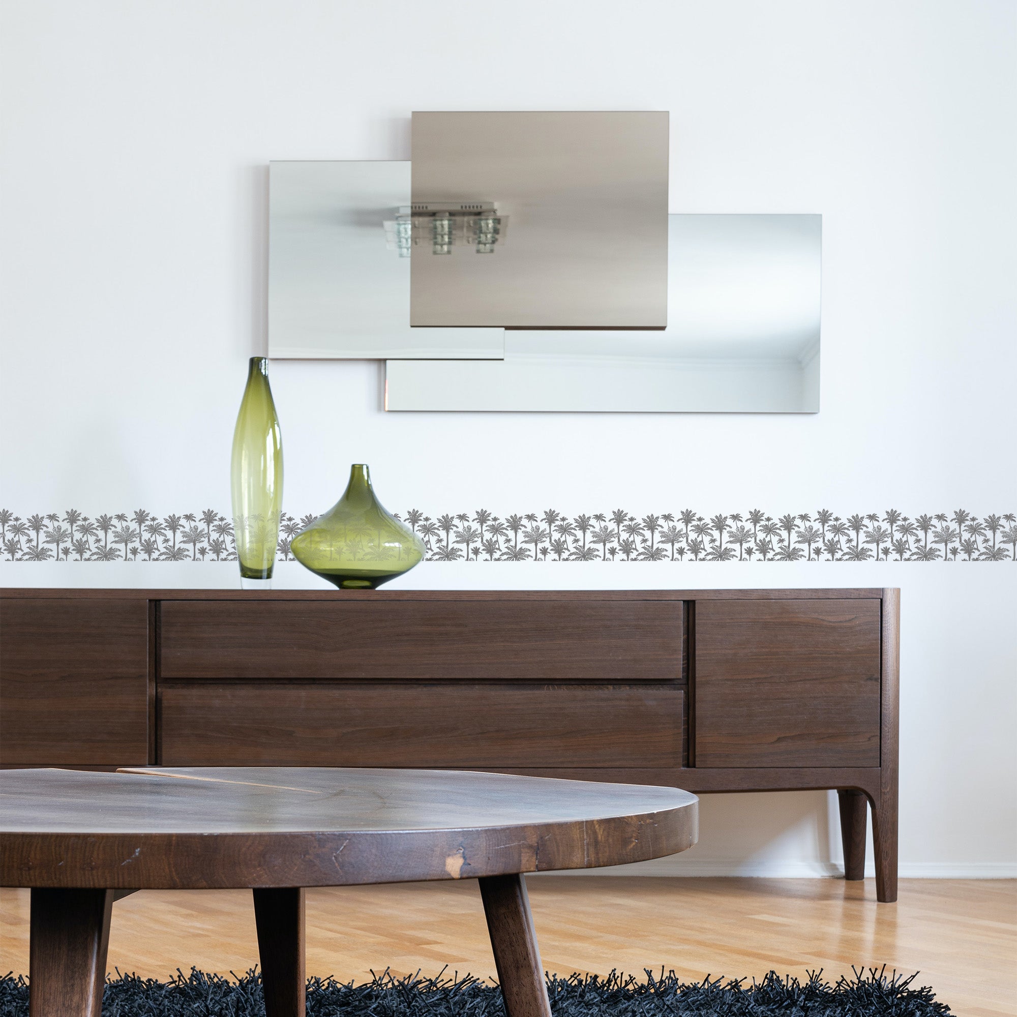 Friso decorativo, friso adesivo cinza cinza, padrão de palmeira cinza, 5 cm x 300 cm - 5