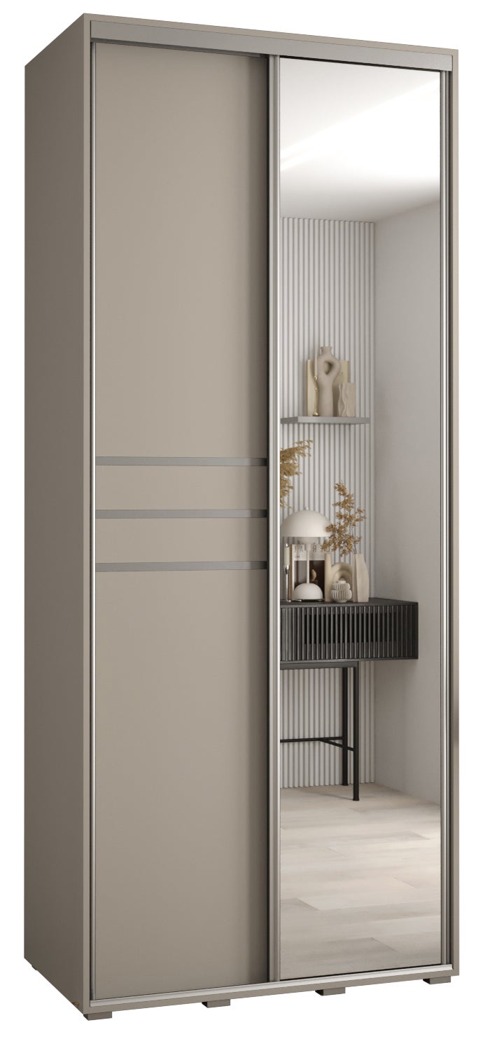 Szafa przesuwna z lustrem wysoka Dakota 11 120 x 45 x 235,2 cm kaszmir + u. Srebrny - Abiks Meble