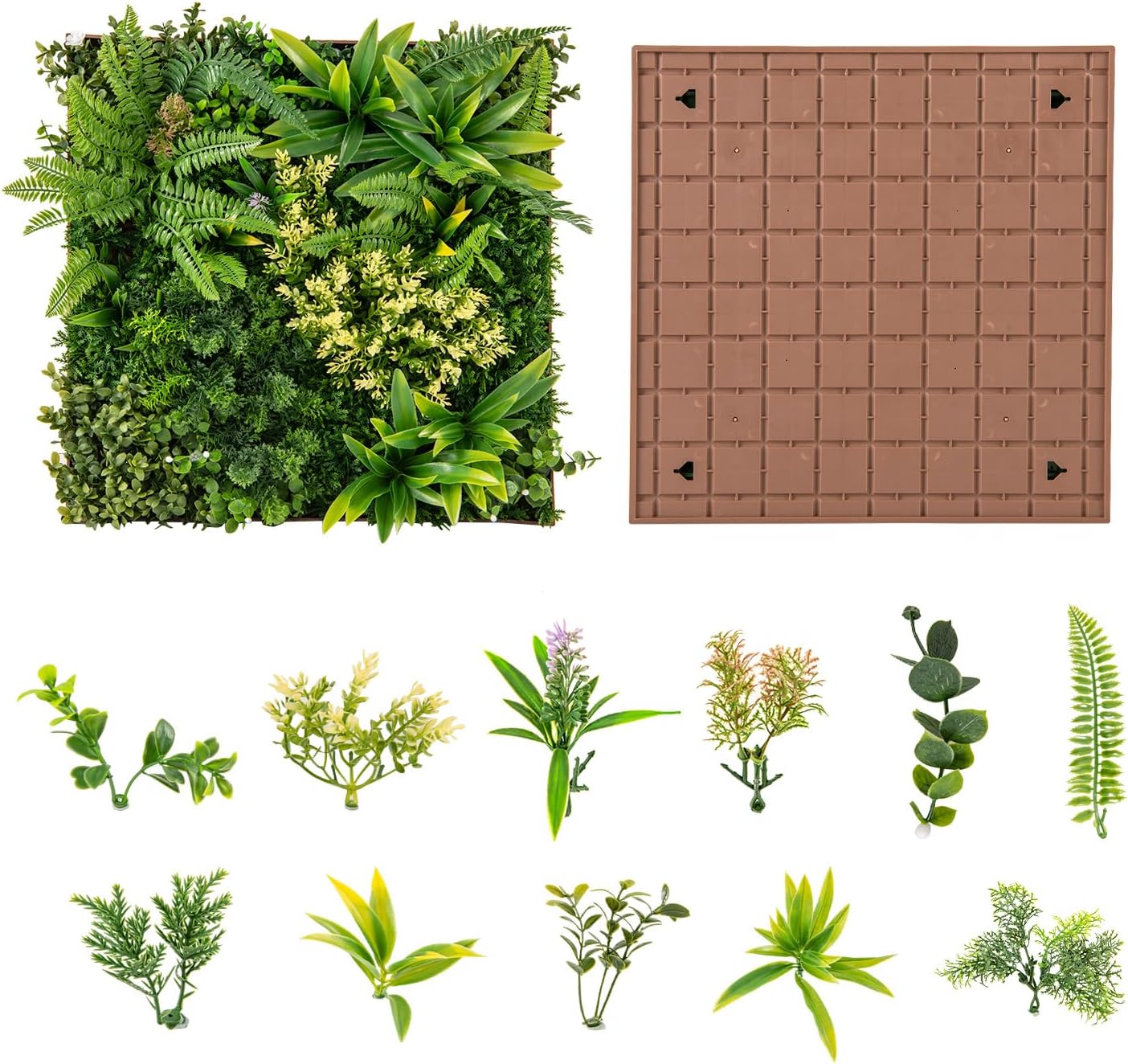 COSTWAY Haie Artificiel 2 PCS Décorations Murales Carrées 50 x 50 cm ...