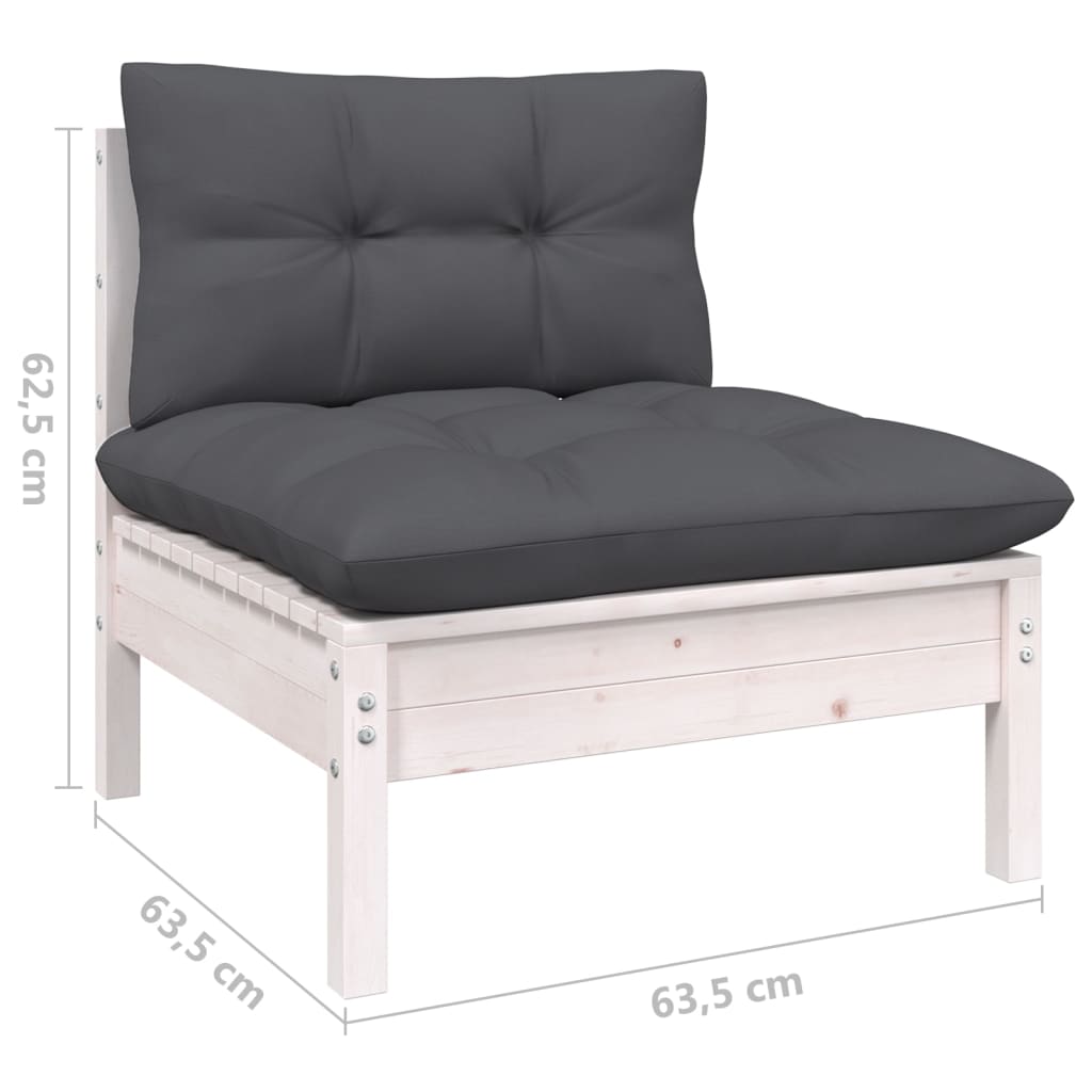 Maison Exclusive - Salon de jardin 3 pcs avec coussins Bois de pin massif - 8