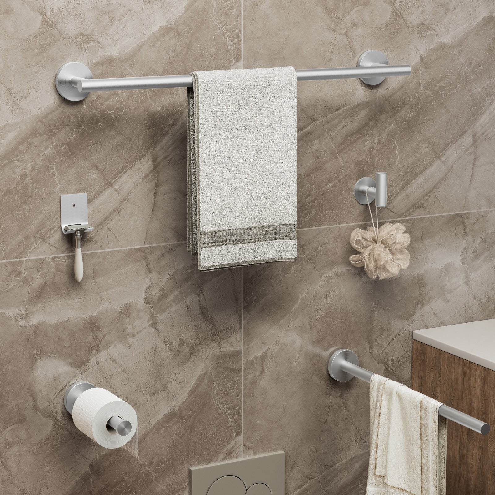 Ensemble De Matériel De Salle De Bain En Acier Inoxydable