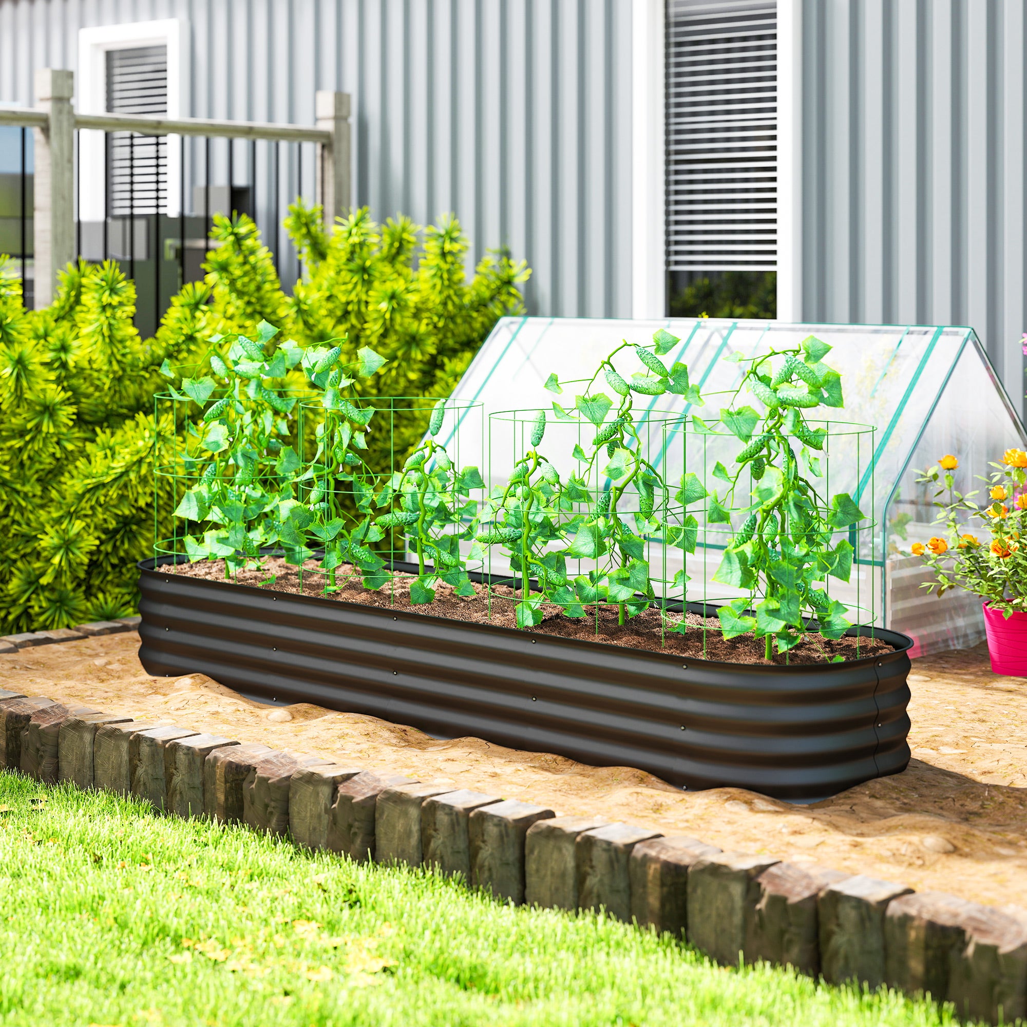 Carré potager de jardin acier galvanisé Outsunny - 2