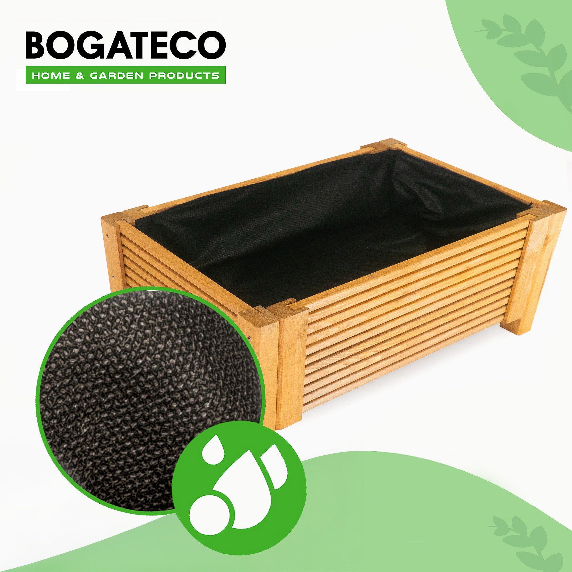 BOGATECO Jardinière en Bois avec Géotextile 39x79x30 cm - Pot de Fleurs pour Jardin et Terrasse - Disponible en 6 Couleurs - Marron Clair - 6