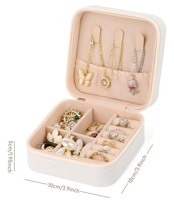 Mini bella custodia in pelle PU per collana orecchini anelli con cerniera scatol Mini bella custodia in pelle PU per collana orecchini anelli con cerniera scatol