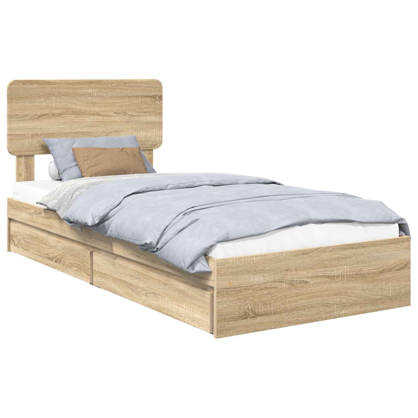 Lit de rangement chêne 75 x 190 cm panneau de bois - 2