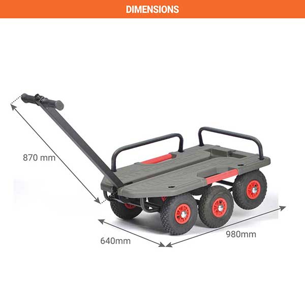 Chariot tout terrain avec 3 ridelles - Roues pneumatiques - Charge max 250kg - M-SUPERHOND-LB-RID - 2