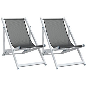 Lot De 2 Chaises De Plage Pliantes AKTIVE – Aluminium, Textile Bleu Rayé, Hauteur D’assise 23cm, Support 110kg