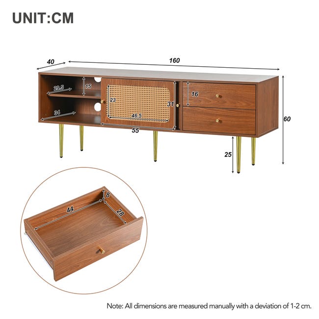 Credenza In Rattan Con 2 Ante E 2 Cassetti - Mobile Multiuso Per Camera Da Letto, Soggiorno O Ingresso - Foto 9