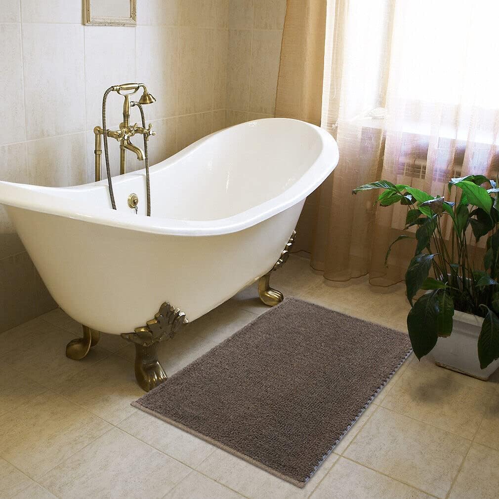 Tapete Banho 60x130 cm Tapete De Cabeceira Quarto Algodão Puro Macio Lavável 100% Fabricado Em Itália Castanho - 8