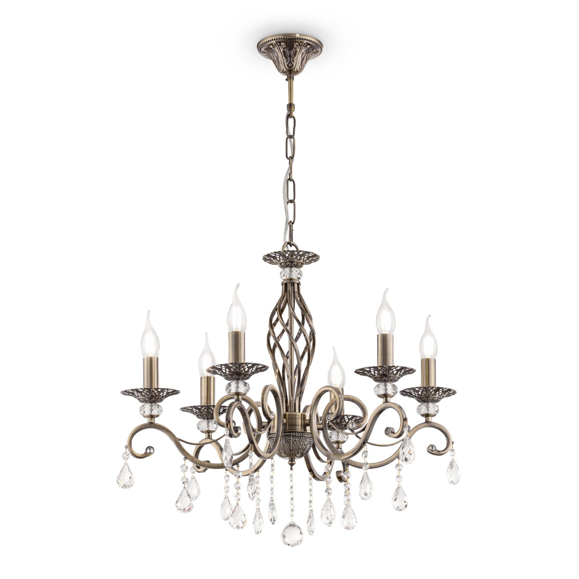 Lampa wisząca Grace mosiężno-złota 6xE14x60W kryształowy wym: 116 x 63 x 63 cm metal Maytoni