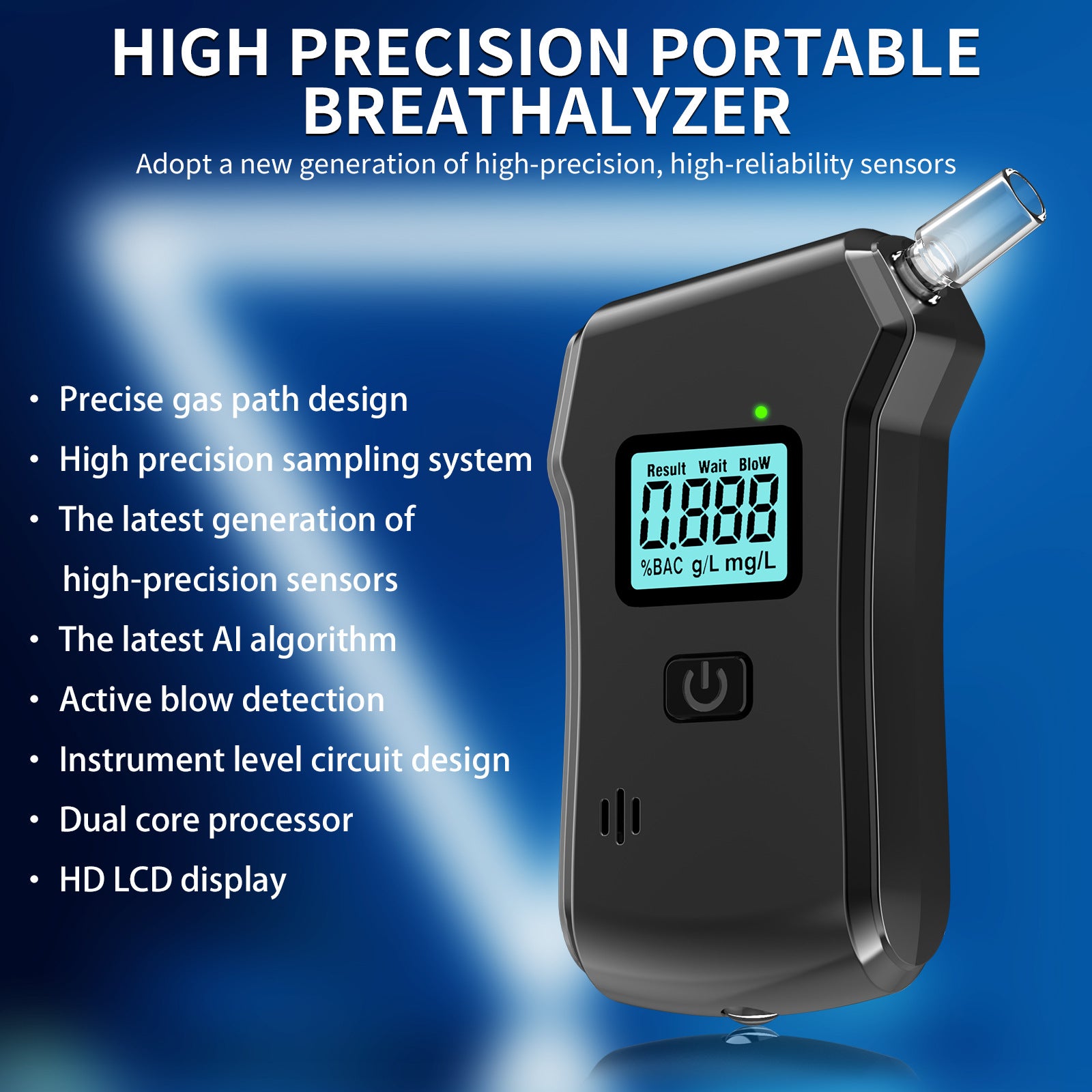 Ethylotest Electronique, Ethylotest,Homologué NF avec écran LCD Bleu Numérique, Ethylometre Portable pour la Maison et Les Fêtes - 2