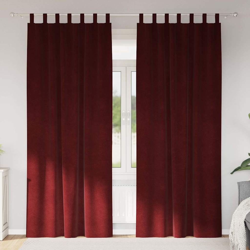 Zasłony zaciemniające 2 pcs Czerwone wino 140 x 260 cm Aksamit vidaXL