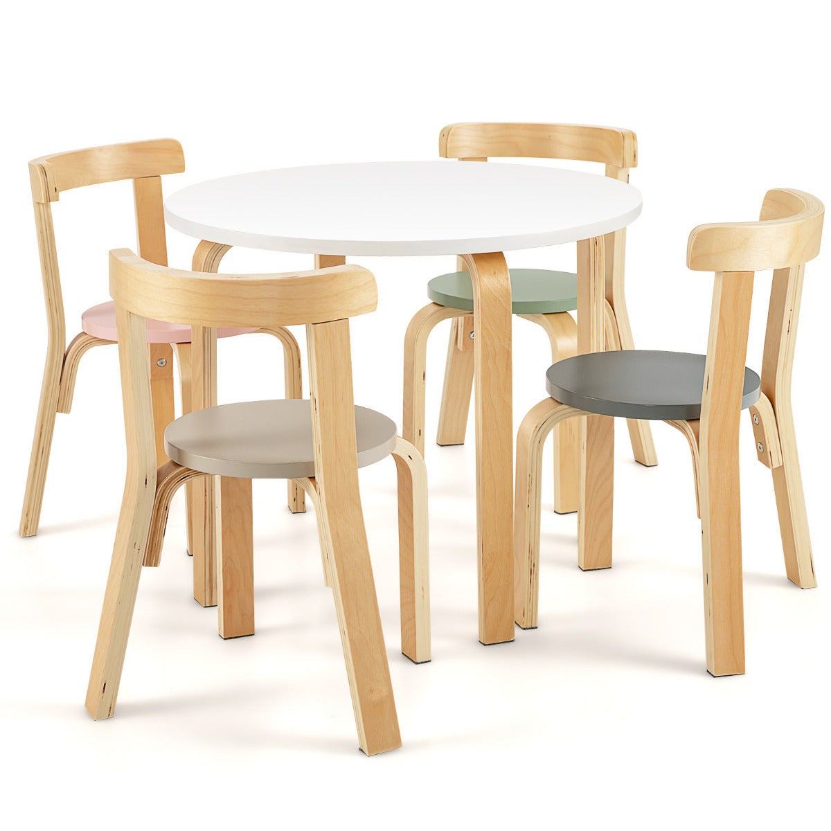 Juego de mesa y sillas para niños de 5 piezas, mesa de actividades con 4 sillas, multicolor, muebles para niños - 2