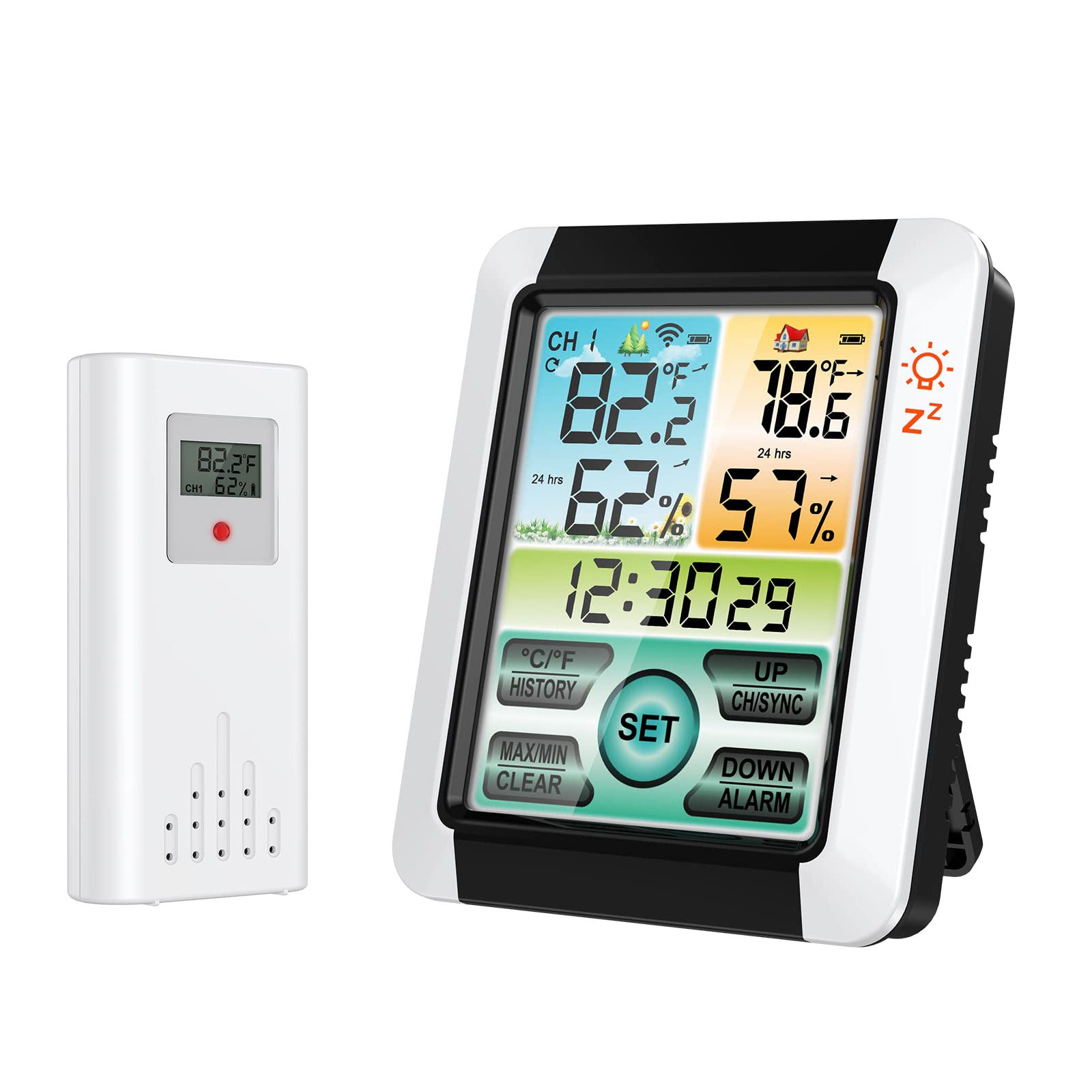 Estación meteorológica digital, reloj, pronóstico del tiempo