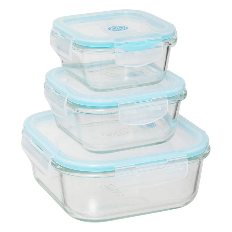 Zestaw 3 szklanych pojemników M z przykrywką