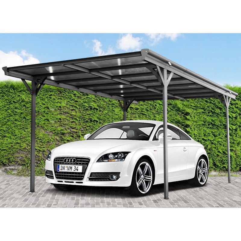 X-Metal Carport autoportant aluminium 3x5m toiture polycarbonate 6mm anthracite - 5