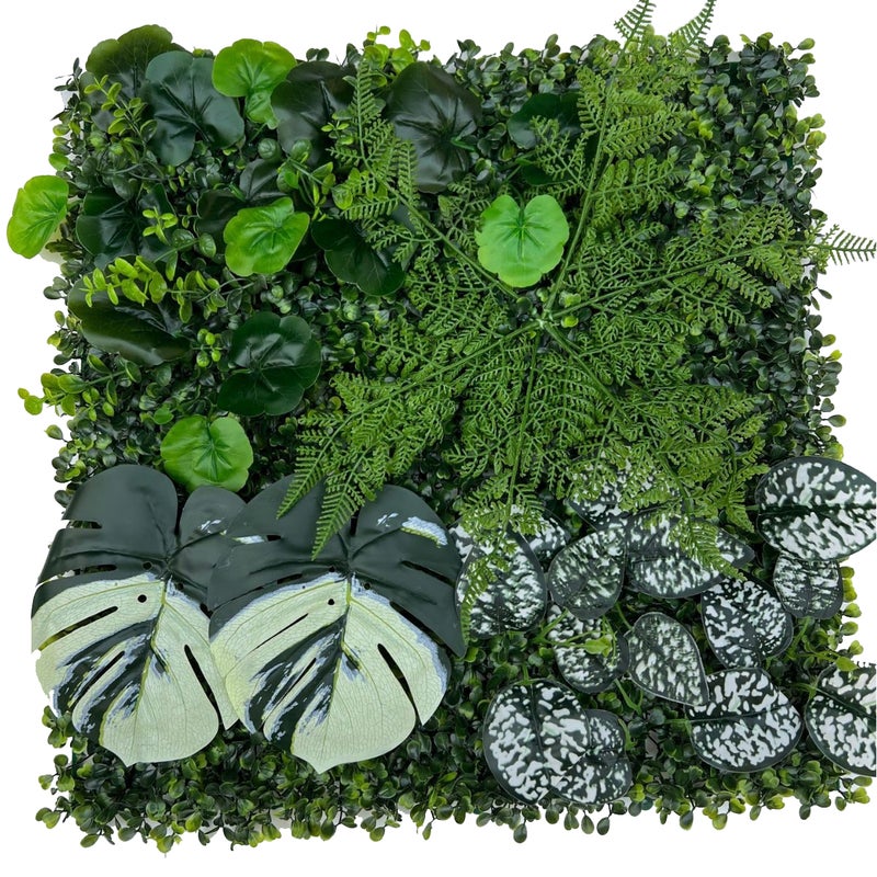 Sztuczny żywopłot 50 cm x 50 cm, ochrona i prywatność dla ogrodu, tło ścienne z syntetycznej trawy, ochrona UV (1 sztuka)