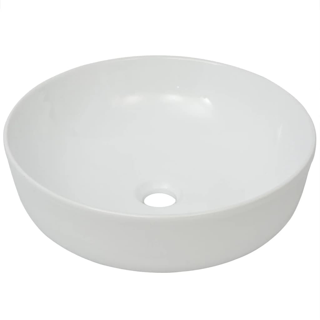 Lavabo ronde Céramique Blanc 41,5 x 13,5 cm vidaXL - 2