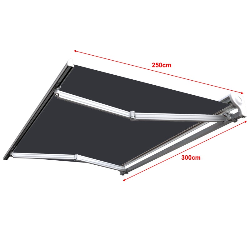 Store banne manuel Demi coffre 3 x 2,5 m pour terrasse - Gris anthracite - 3